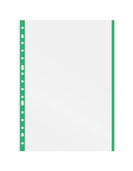 FUNDA MULTITALADRO FOLIO CON BORDE VERDE GRAFOPLAS 05510020 POR UNIDAD (100)