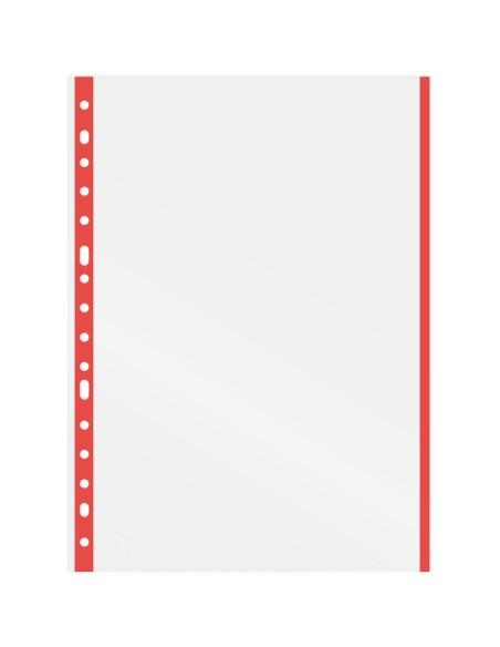 FUNDA MULTITALADRO FOLIO CON BORDE ROJO GRAFOPLAS 05510051 POR UNIDAD (100)