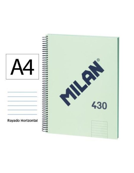 CUADERNO A4 TAPA EXTRADURA 80H. 90GRS  RAYADA VERDE  MILAN 57142E80GR