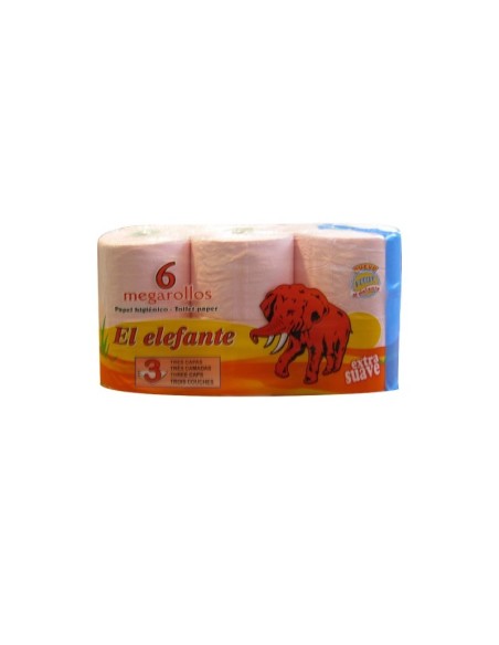 PAPEL HIGIENICO EL ELEFANTE P/6 UDS. MEGA ( 3 CAPAS ROSA) BOPAPEL HG00388